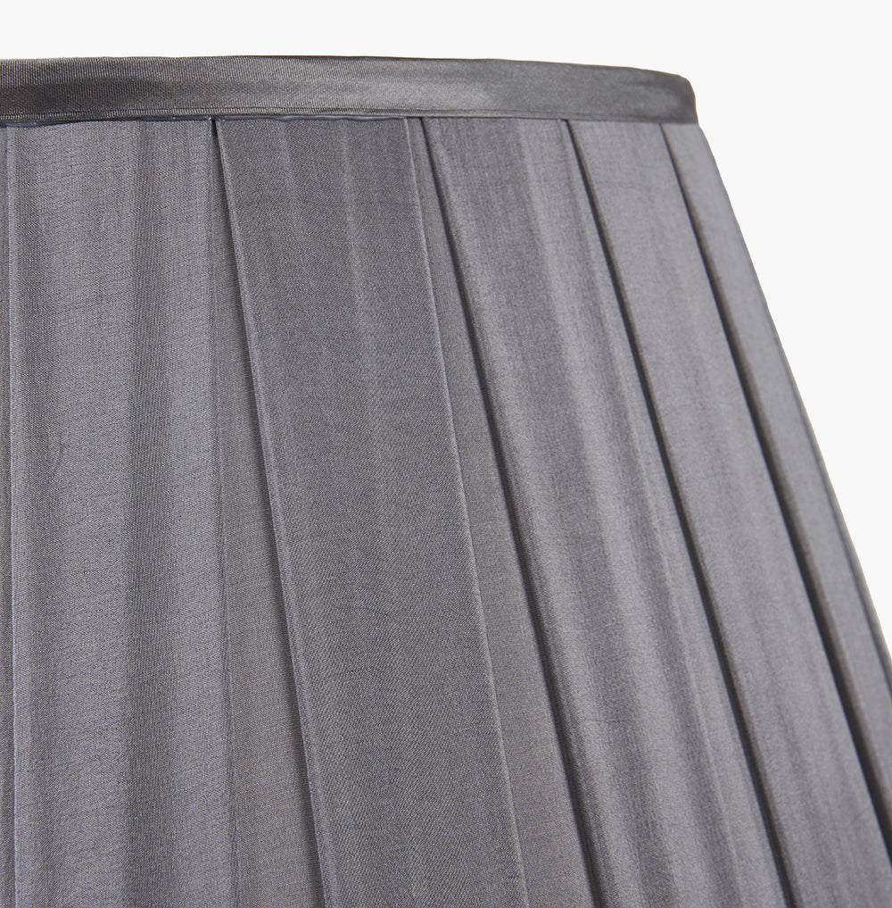 Maya 30cm Steel Grey Silk Box Pleat Tapered Lampshade
