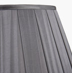 Maya 40cm Steel Grey Silk Box Pleat Tapered Lampshade