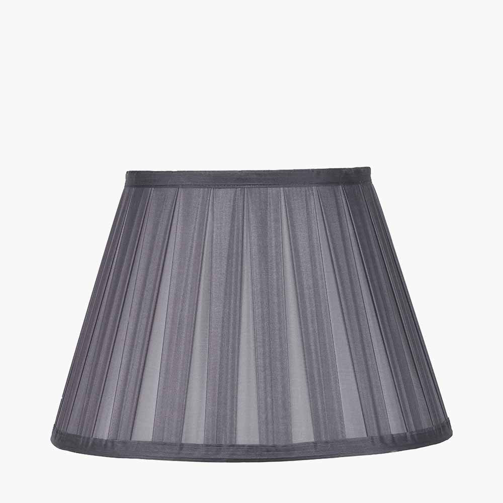 Maya 40cm Steel Grey Silk Box Pleat Tapered Lampshade