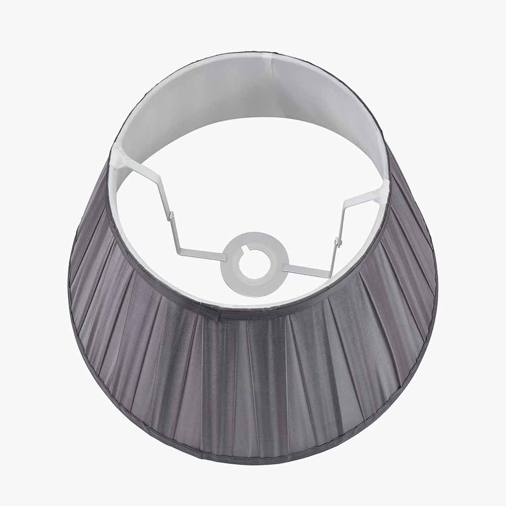 Maya 40cm Steel Grey Silk Box Pleat Tapered Lampshade