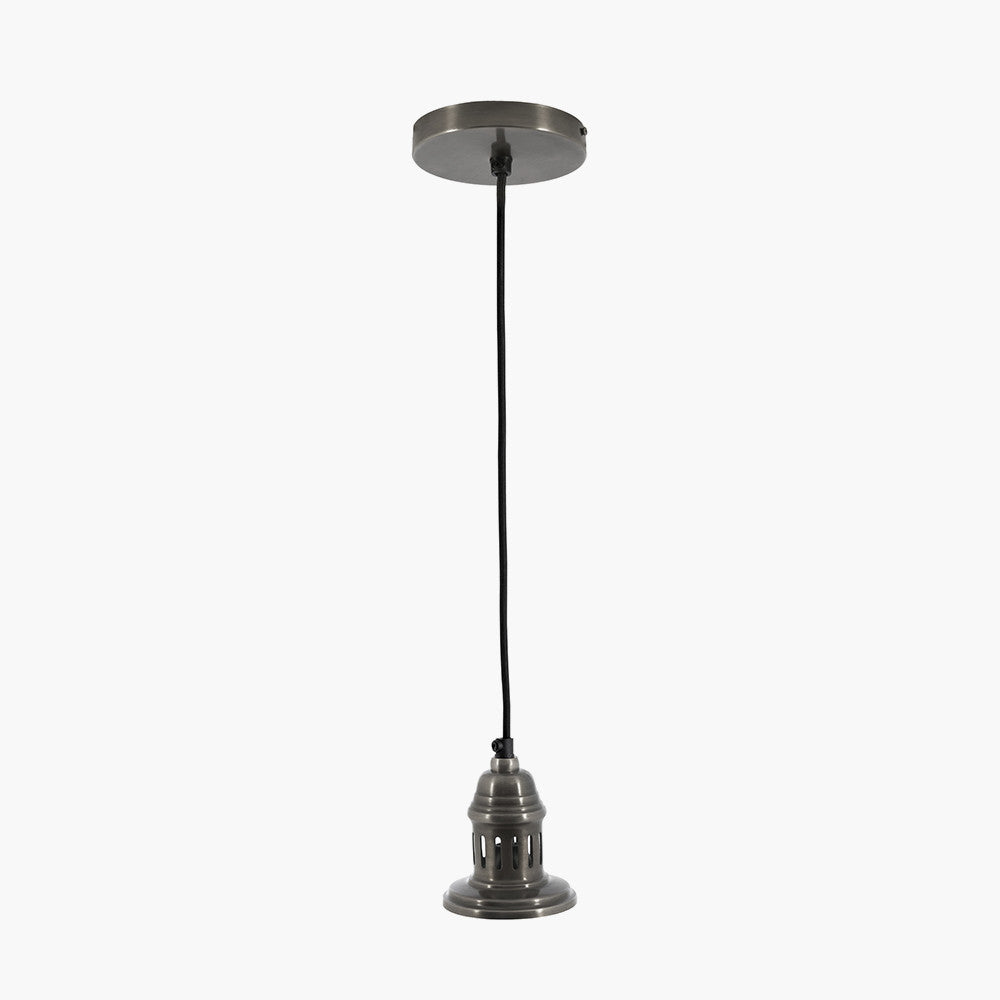Dark Antique Silver Metal Electrical Ceiling Fitting for CafÃ© and Dome Pendants