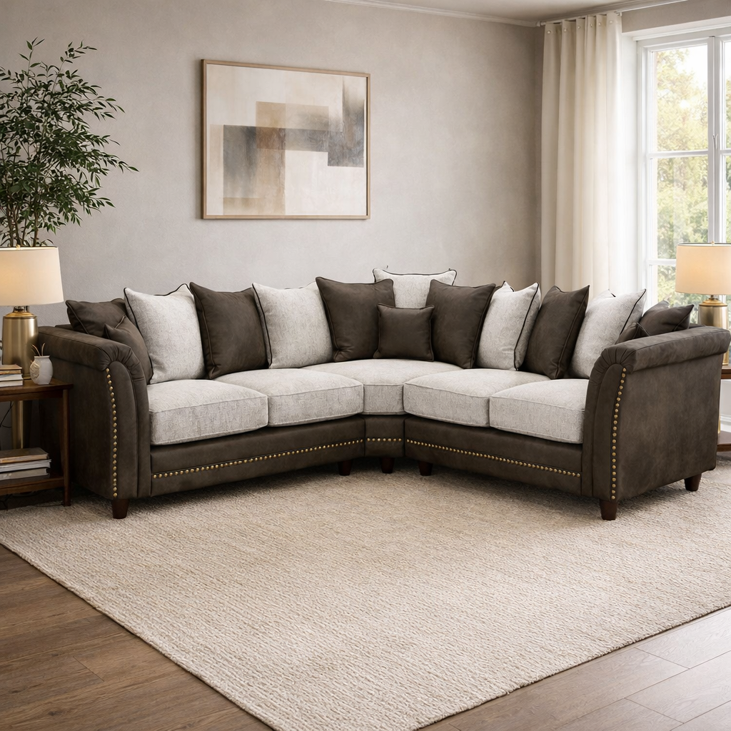 Bella Sofa Grey Scatter Back Large Corner
