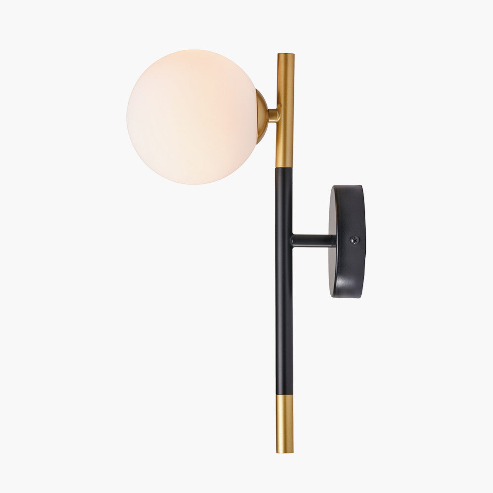 Wanda White Orb and Black Metal Wall Light