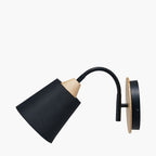 Juna Black Metal and Natural Wood Wall Light