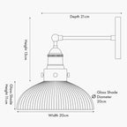 Bowery Ribbed Glass with Antique Brass Fitting Wall Light