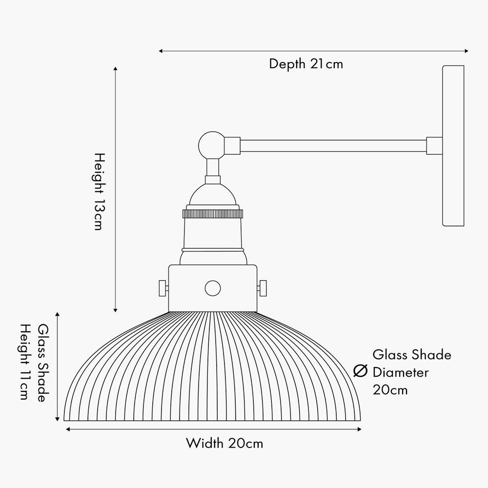 Bowery Ribbed Glass with Antique Brass Fitting Wall Light
