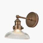 Bowery Ribbed Glass with Antique Brass Fitting Wall Light