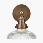 Bowery Ribbed Glass with Antique Brass Fitting Wall Light