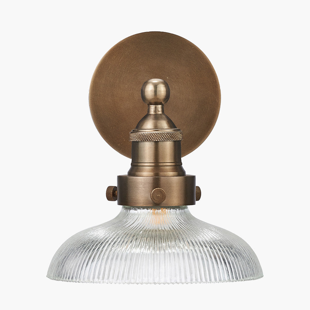 Bowery Ribbed Glass with Antique Brass Fitting Wall Light