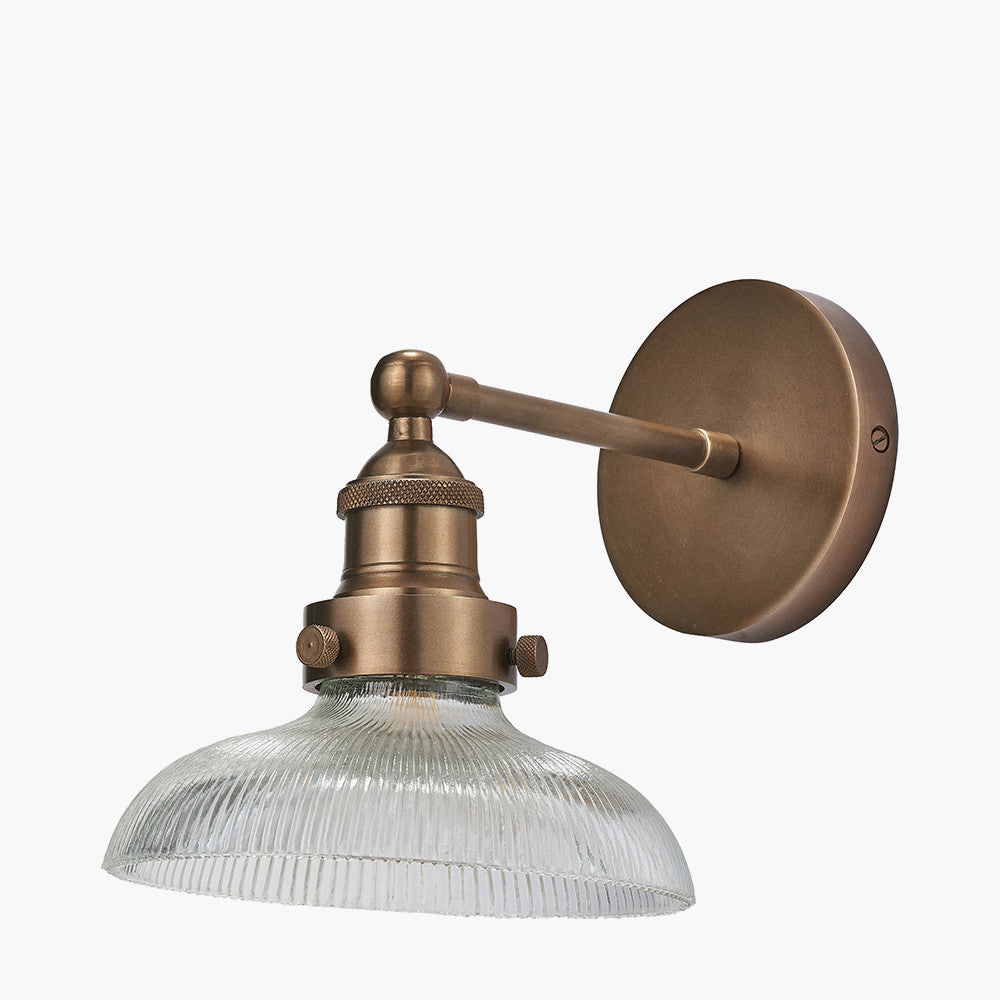 Bowery Ribbed Glass with Antique Brass Fitting Wall Light
