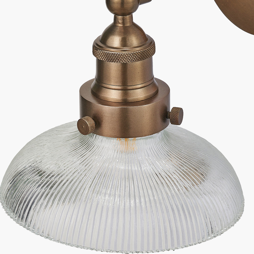 Bowery Ribbed Glass with Antique Brass Fitting Wall Light