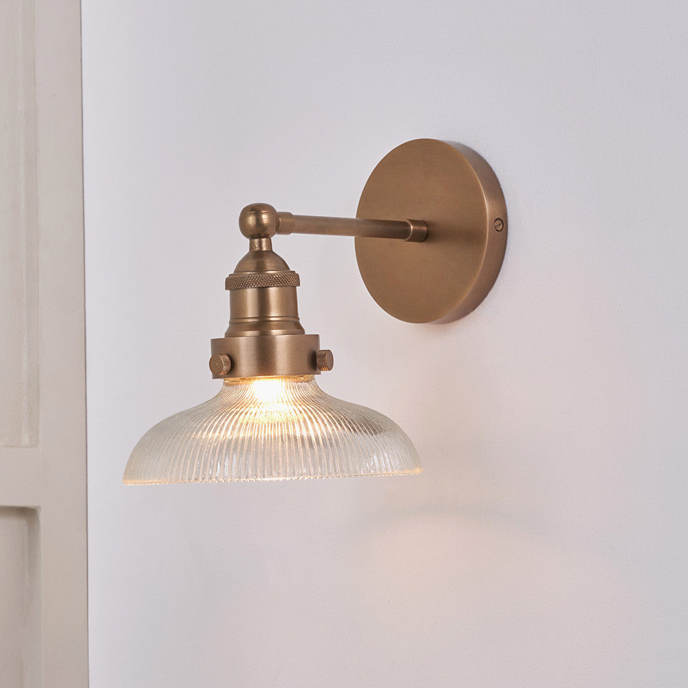 Bowery Ribbed Glass with Antique Brass Fitting Wall Light