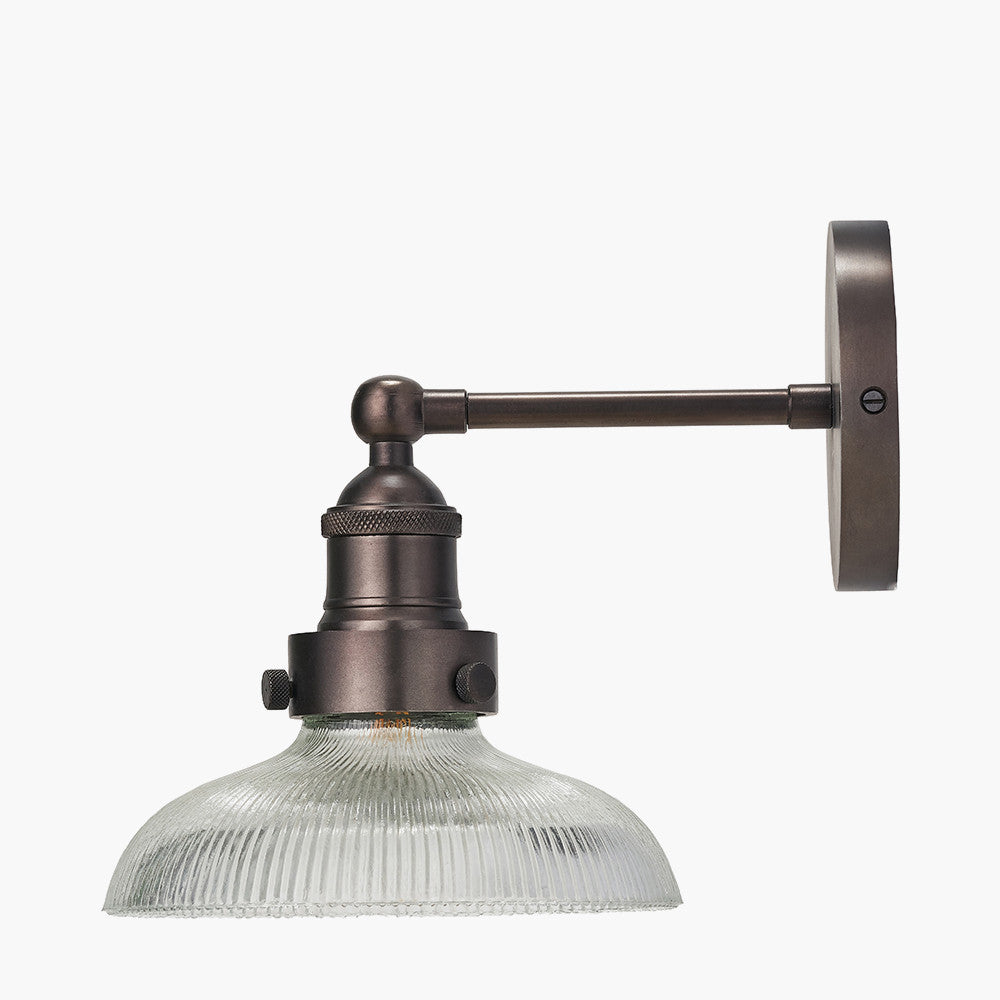 Bowery Ribbed Glass with Antique Bronze Fitting Wall Light