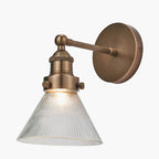 Lenox Conical Ribbed Glass with Antique Brass Fitting Wall Light