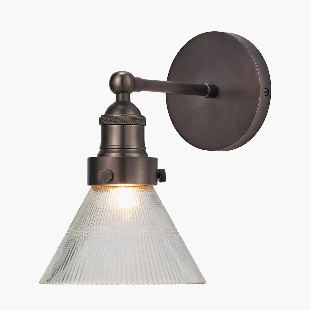 Lenox Conical Ribbed Glass with Antique Bronze Fitting Wall Light