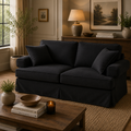 Ralph Two Seat Black Velvet Sofa