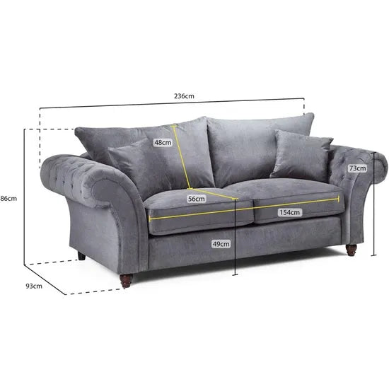 Windsor Fullback Sofa Stone 3 Seater