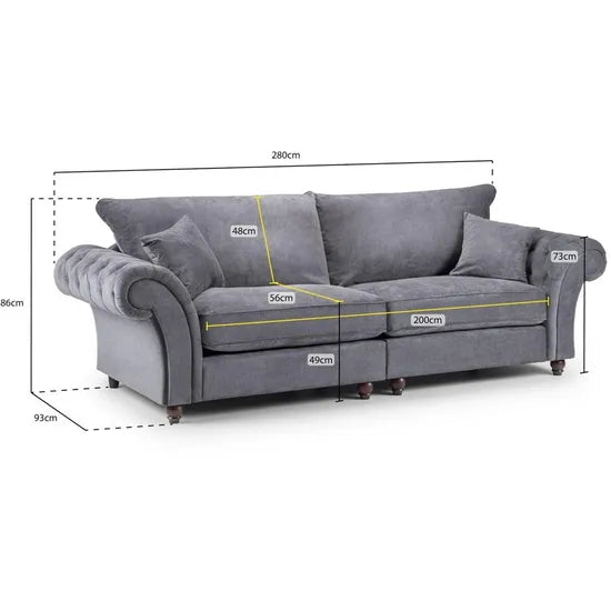 Windsor Fullback Sofa Stone 4 Seater