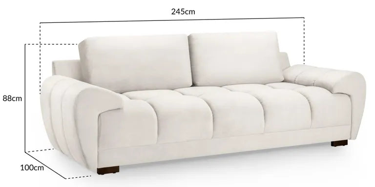 Azzuro Sofa Cream 3 Seater