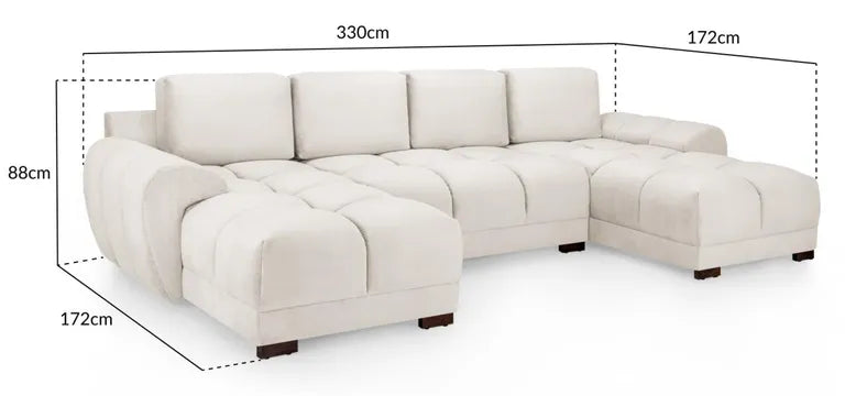 Azzuro Sofa Cream U Shape Corner