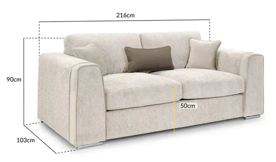 Naples Sofa Beige 3 Seater