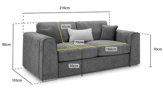 Naples Sofa Grey 3 Seater