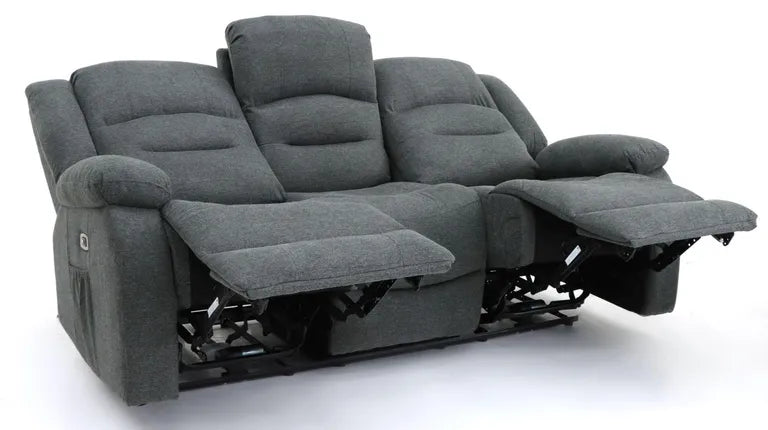Alva Electric Recliner Sofa Grey 3 Seater