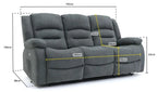 Alva Electric Recliner Sofa Grey 3 Seater