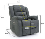 Alva Electric Recliner Sofa Grey Armchair