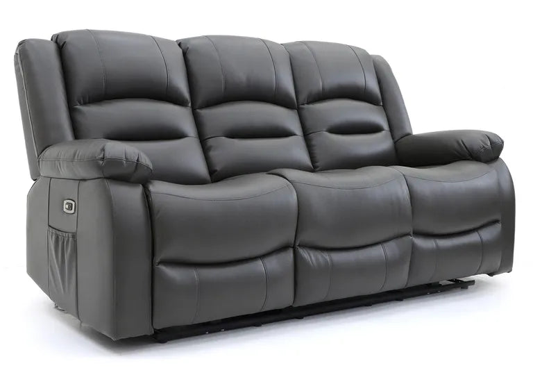 Alva Electric Recliner Sofa Grey 3 Seater