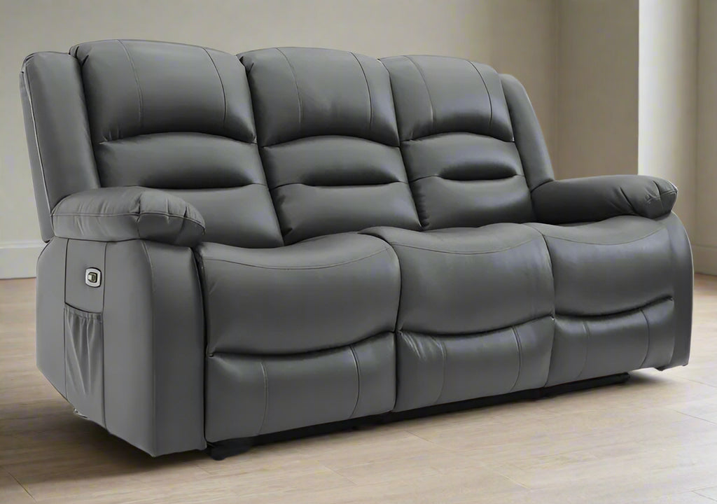 Alva Electric Recliner Sofa Grey 3 Seater