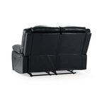 Novie Manual Recliner Sofa Fabric 2 Seater Sofa Black Leather