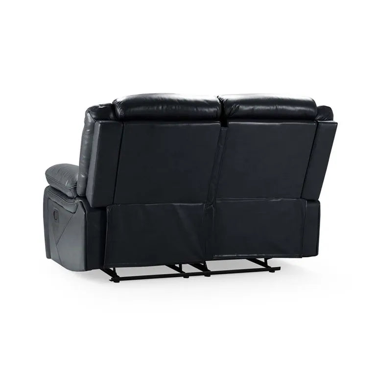 Novie Manual Recliner Sofa Fabric 2 Seater Sofa Black Leather