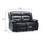 Novie Manual Recliner Sofa Fabric 2 Seater Sofa Black Leather