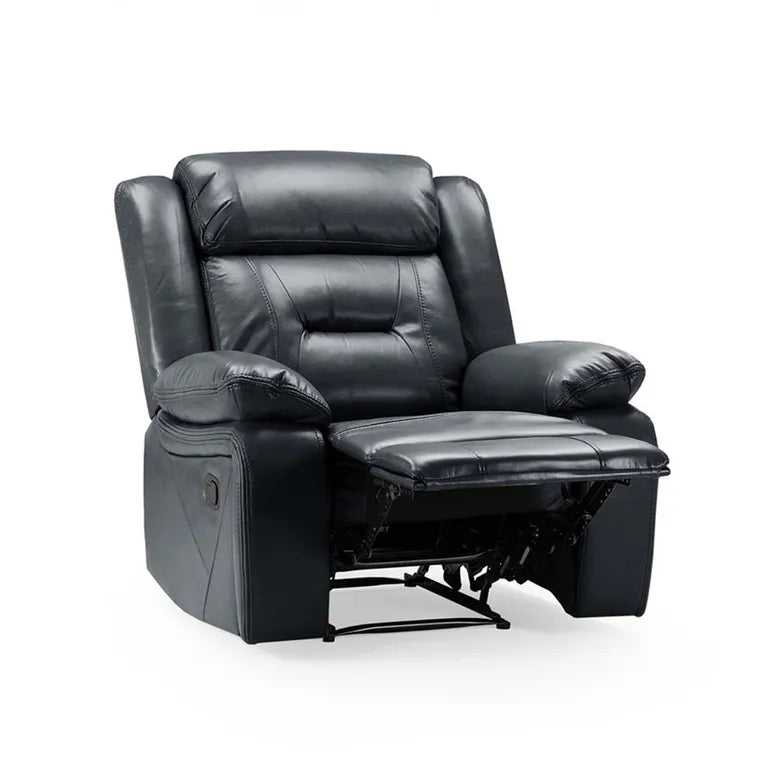 Novie Manual Recliner Sofa Fabric Armchair Sofa Black Leather