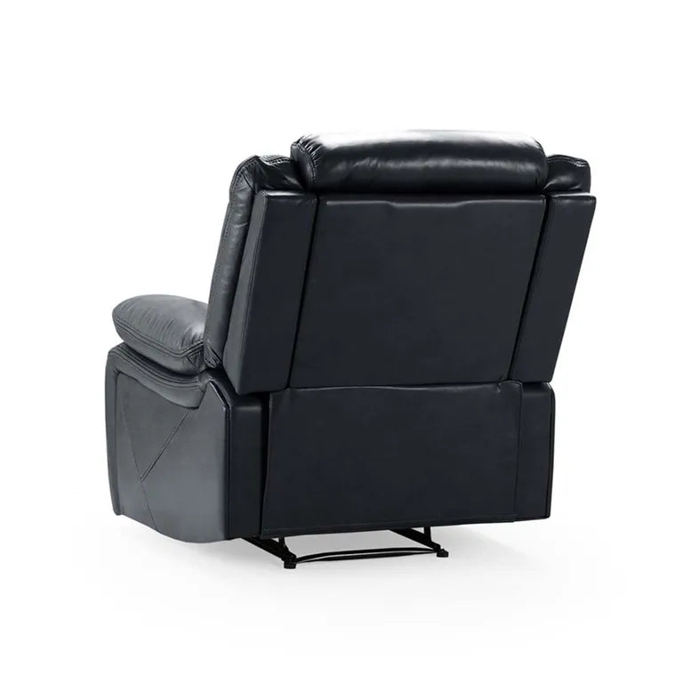 Novie Manual Recliner Sofa Fabric Armchair Sofa Black Leather