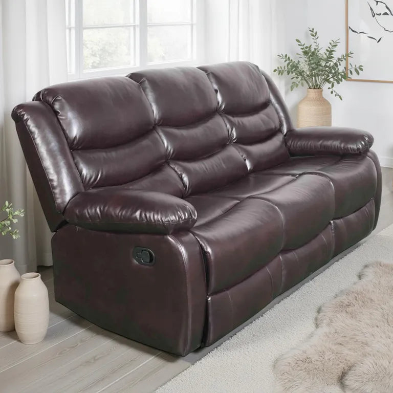 Conrad Manual Recliner Sofa Brown 3 Seater