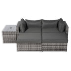 Nest Garden Lounger Set - Modular Chaise Sofa with Side Table & 2 Footstools - Includes Free Rain Cover