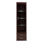Imperial Tall Glazed 1 Door 2 Drawer Narrow Cabinet in Dark Mahogany Melamine