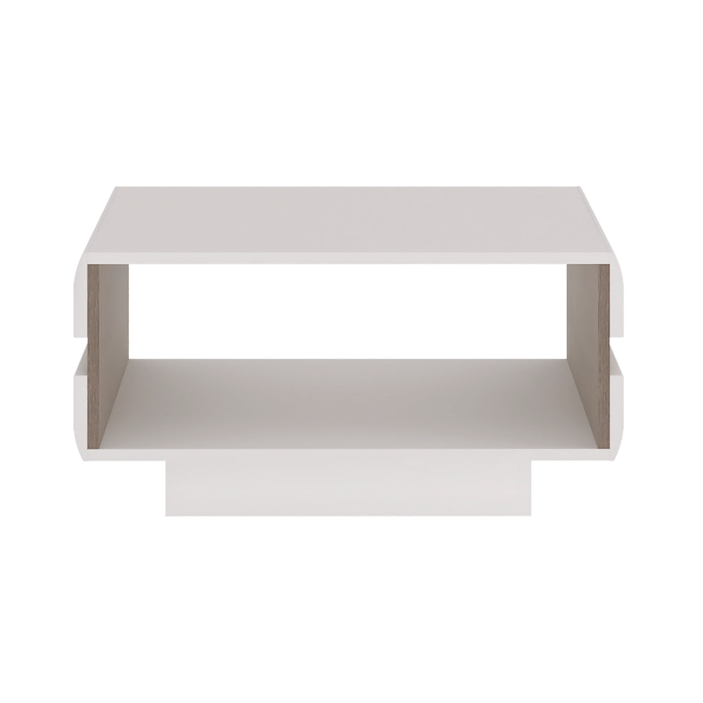 Chelsea Living Small Designer Coffee Table in White with a Truffle Oak Trim
