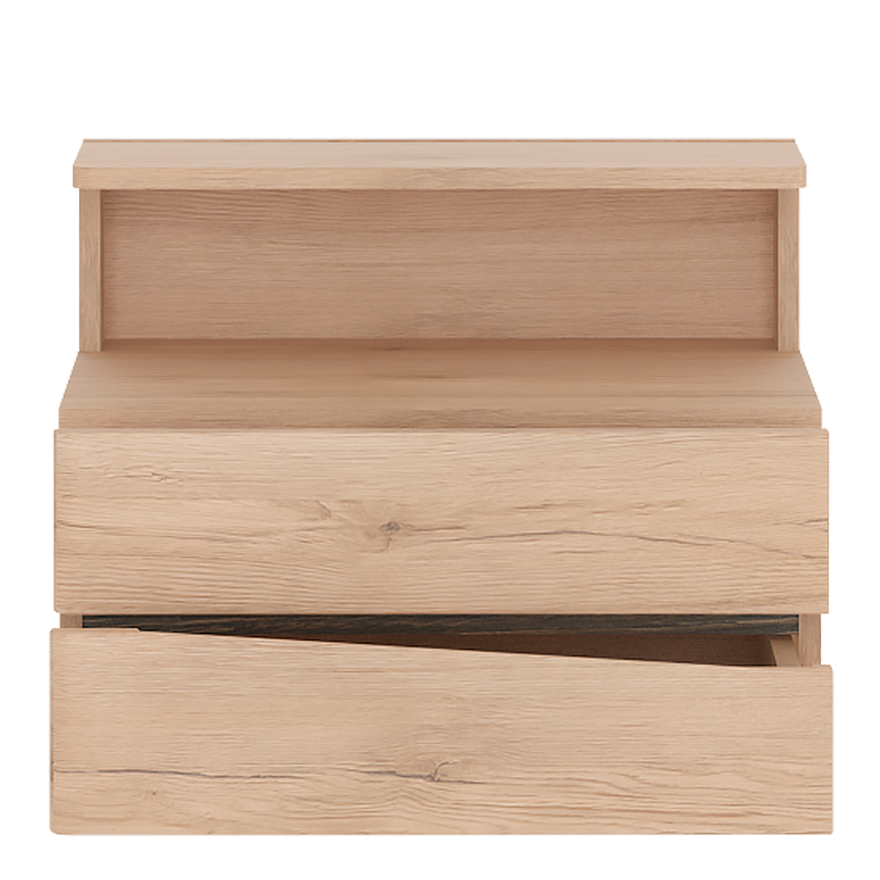Kensington 2 Drawer Bedside Cabinet LH Drawer (wall fixing) in Oak.