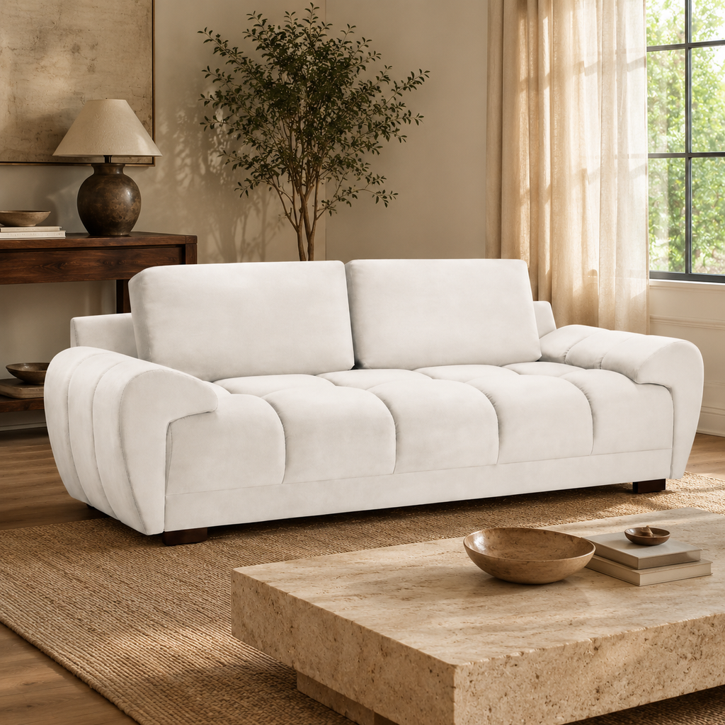 Azzuro Sofa Cream 3 Seater