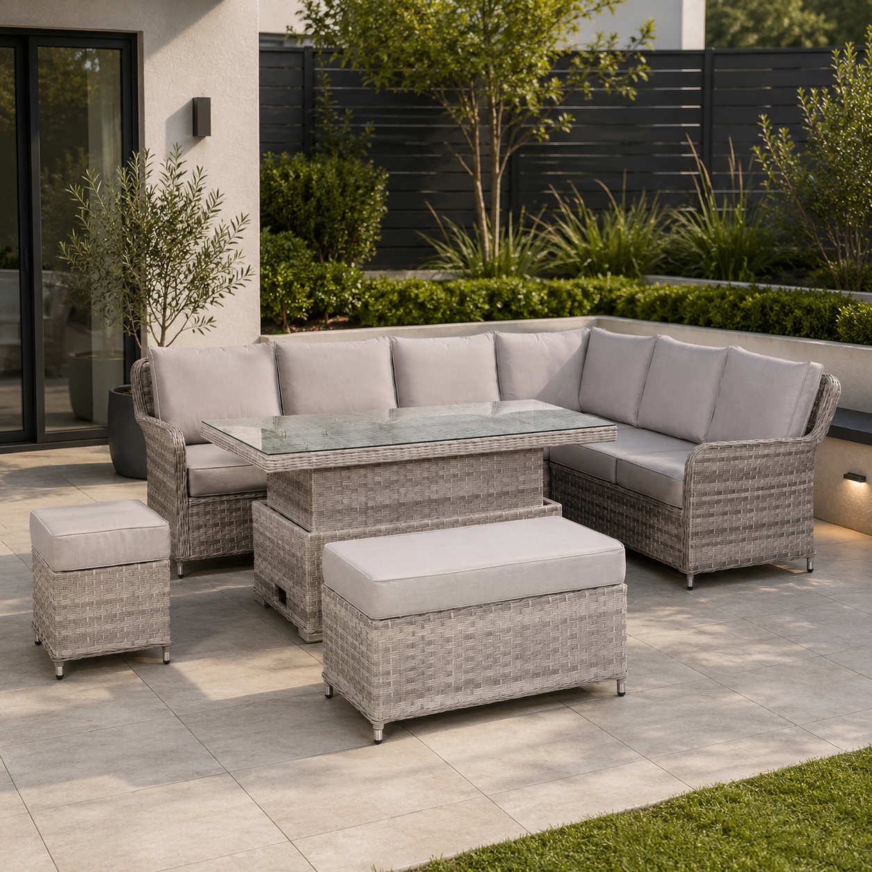 Havana Range High Back Right Hand Corner Sofa Set with Rising Table