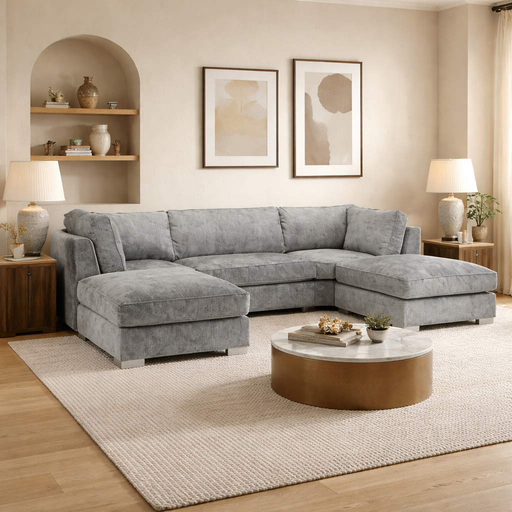 Bishop Fullback Sofa Platinum U Shape Corner Morgan | Malvern | Somerford | Calix | Euphoria | Plush Style