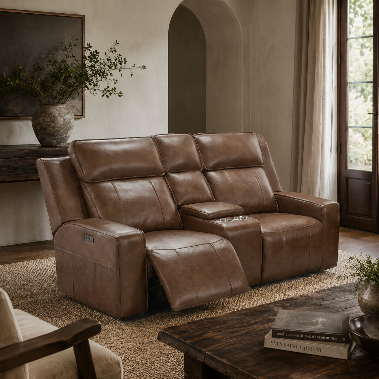 Barcelona Electric Recliner Sofa Brown 2 Seater