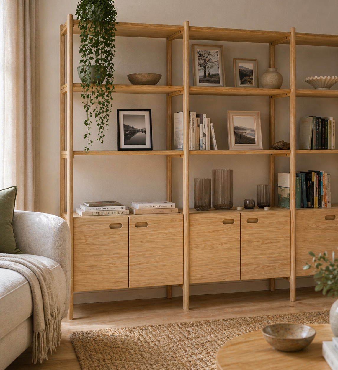 Hazlemere Oak 2 Door Single Bookcase Extension