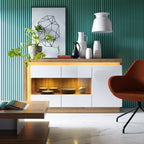 Lyon Designer Coffee Table in Riviera Oak/White High Gloss