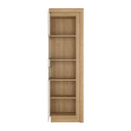 Lyon Tall Narrow Display Cabinet (LHD) in Riviera Oak/White High Gloss