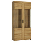 Cortina Tall Wide 2 Door glazed Display Cabinet in Grandson Oak