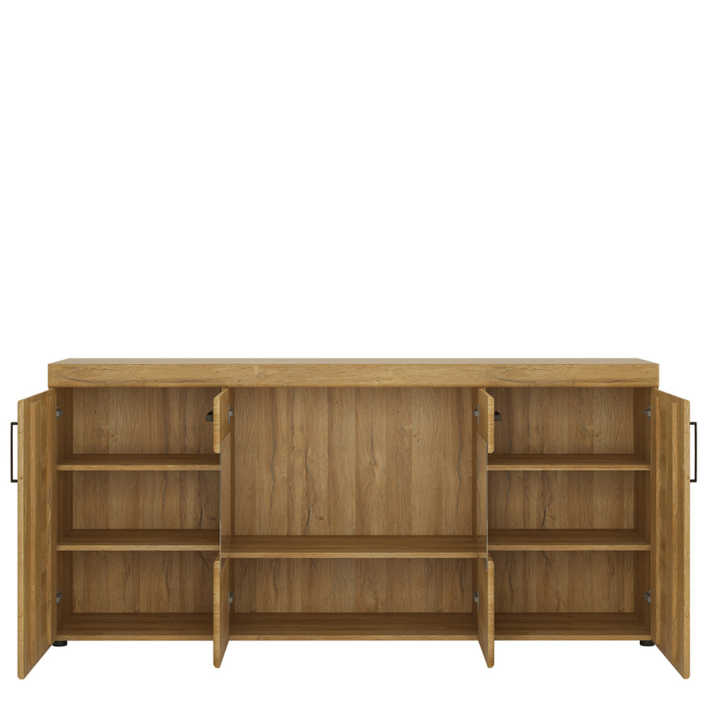 Cortina 4 Door Wide Glazed Sideboard in Grandson Oak